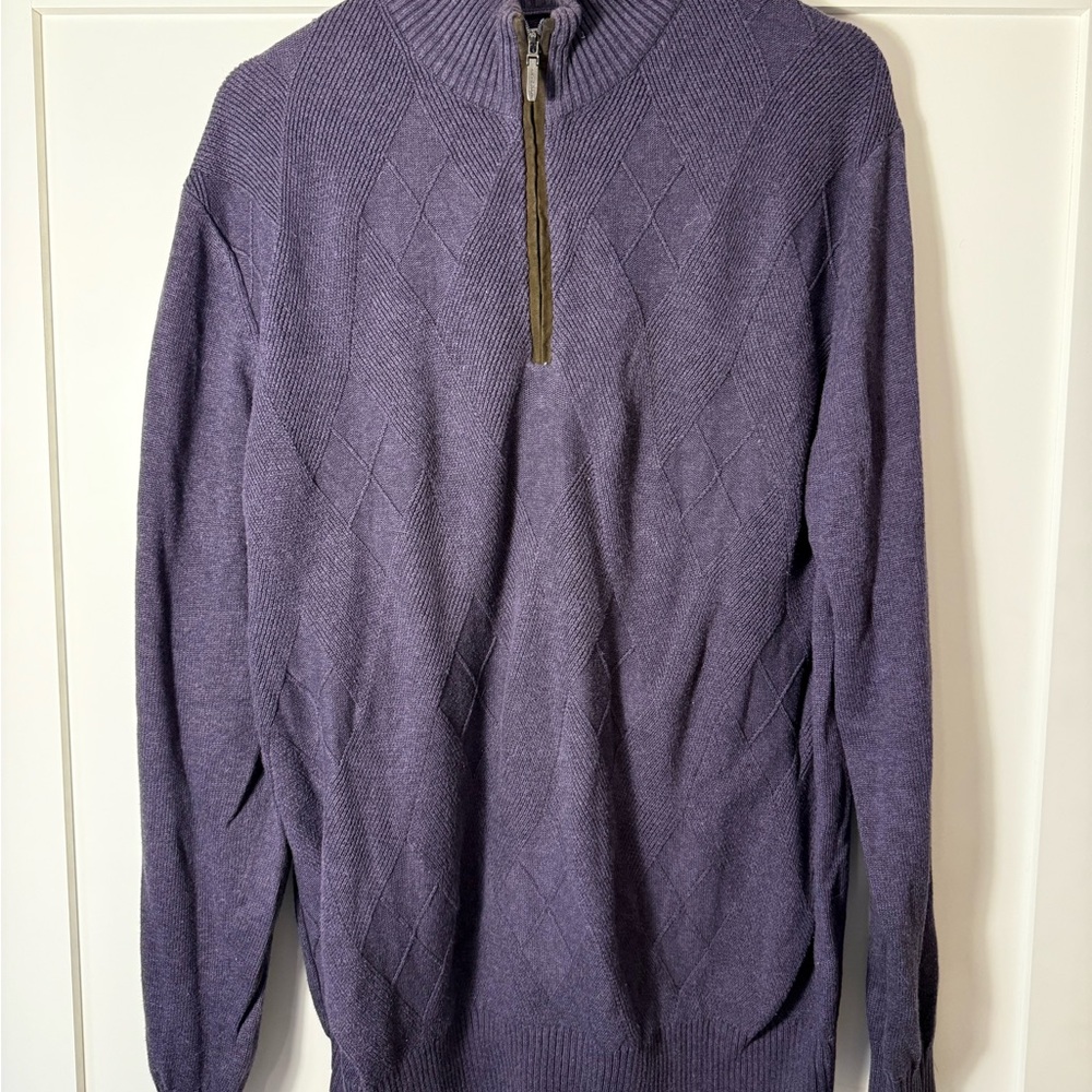 Men's Elegant Zip-Up Purple Sweater